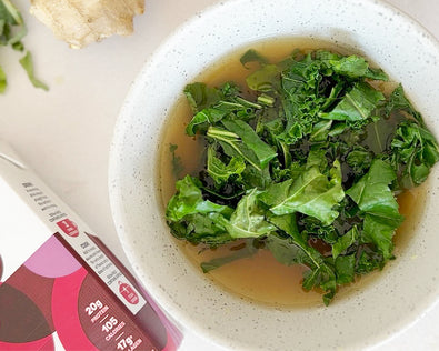 Boost your Broth: Beef bone broth with kale and ginger