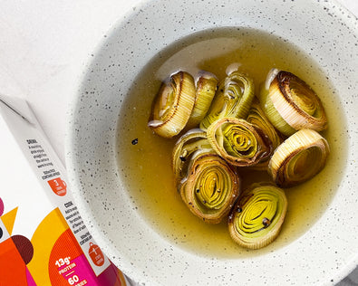 Boost your Broth: Chicken bone broth with roasted leeks