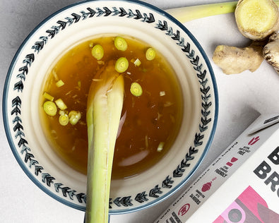 Boost your Broth: Beef bone broth, fresh ginger and lemongrass