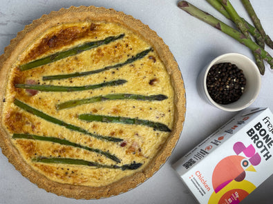 Bone Broth, Bacon, Cheese & Asparagus Quiche