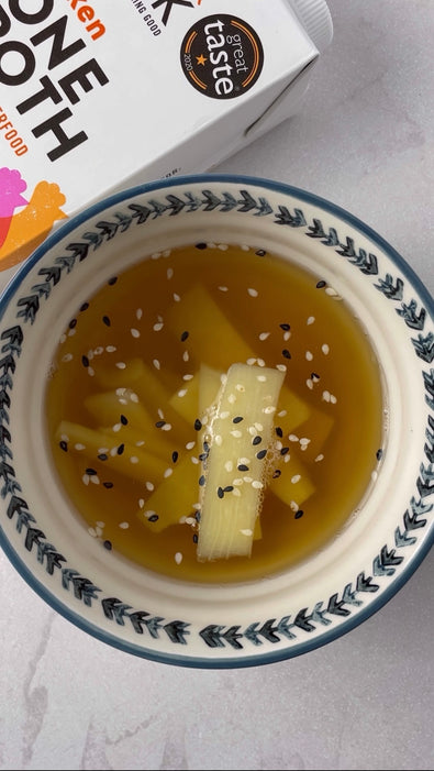 Boost your broth: Chicken broth, menma and sesame seeds