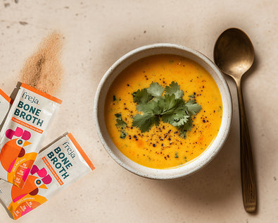 Carrot, coriander and bone broth soup