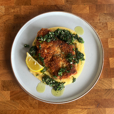 Crispy Sage Chicken and Bone Broth Polenta