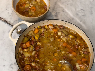 Lisa Faulkner's Bone Broth, Bean and Chorizo Stew